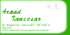 arpad kanicsar business card